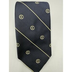 Chipp New Haven Custom Ivy League Style Navy‎ Blue Patterned Vintage Print Tie